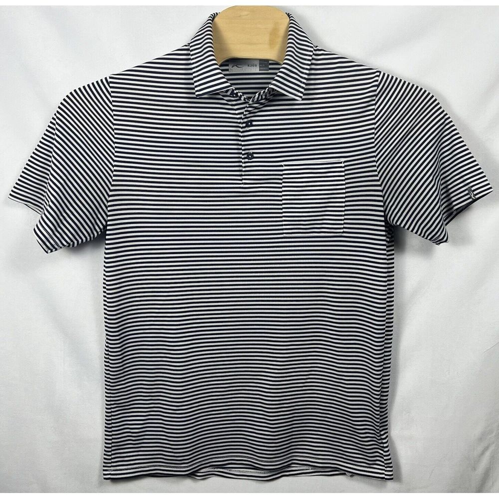 KJUS Mens Shirt 48 Small Blue Striped Polo Golf Comfort Fit‎ Short Sleeve